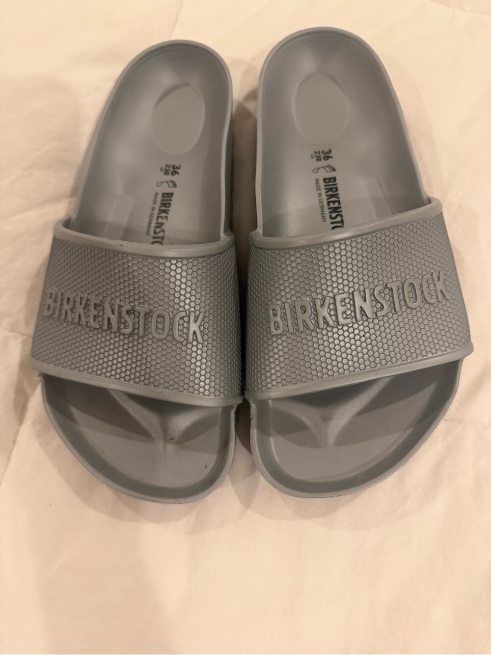 Silver Birkenstock Slides